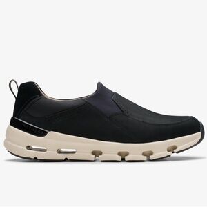 Clarks Women's Nature X Sky Waterproof Slip-On Sneakers Black Nubuck Leather 10